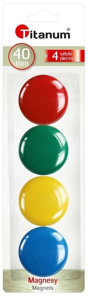 Magnesy do tablic, różne kolory, 40 mm, 4 sztuki