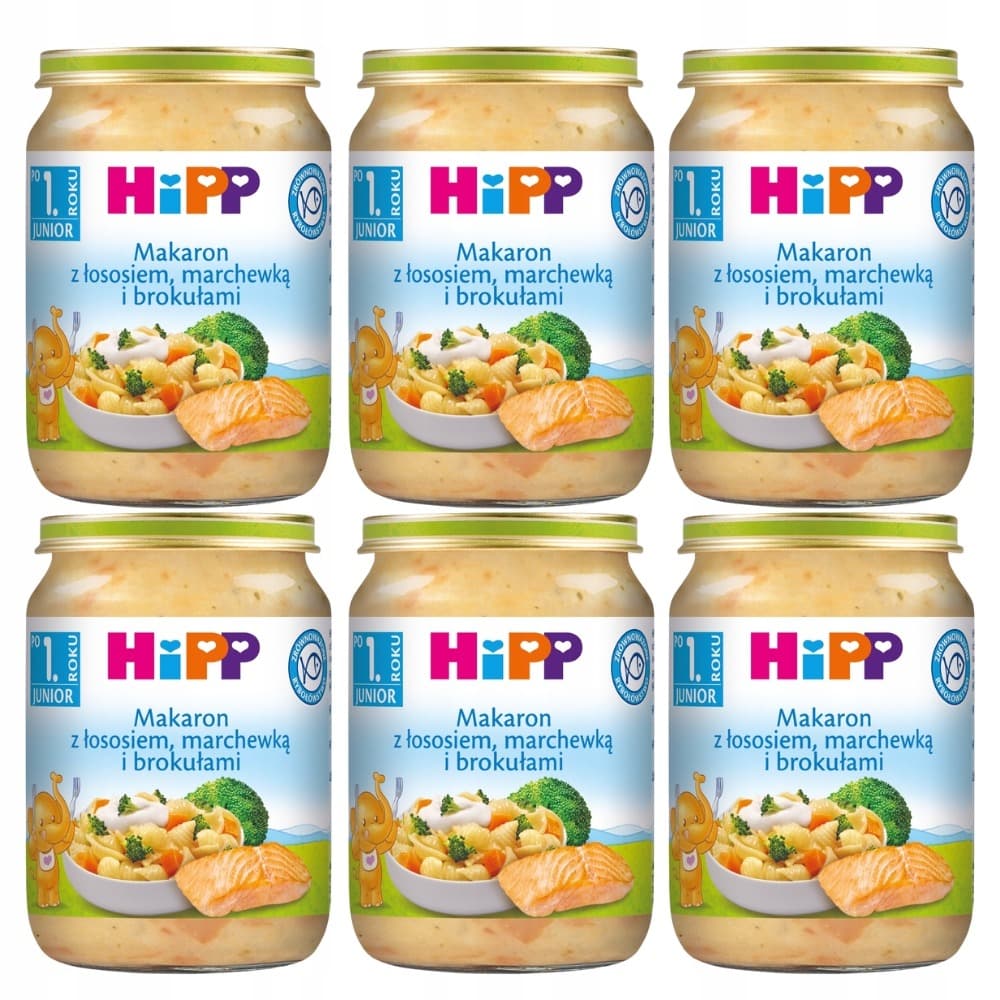 HiPP, Makaron z łososiem, marchewką i brokułami, 250 g