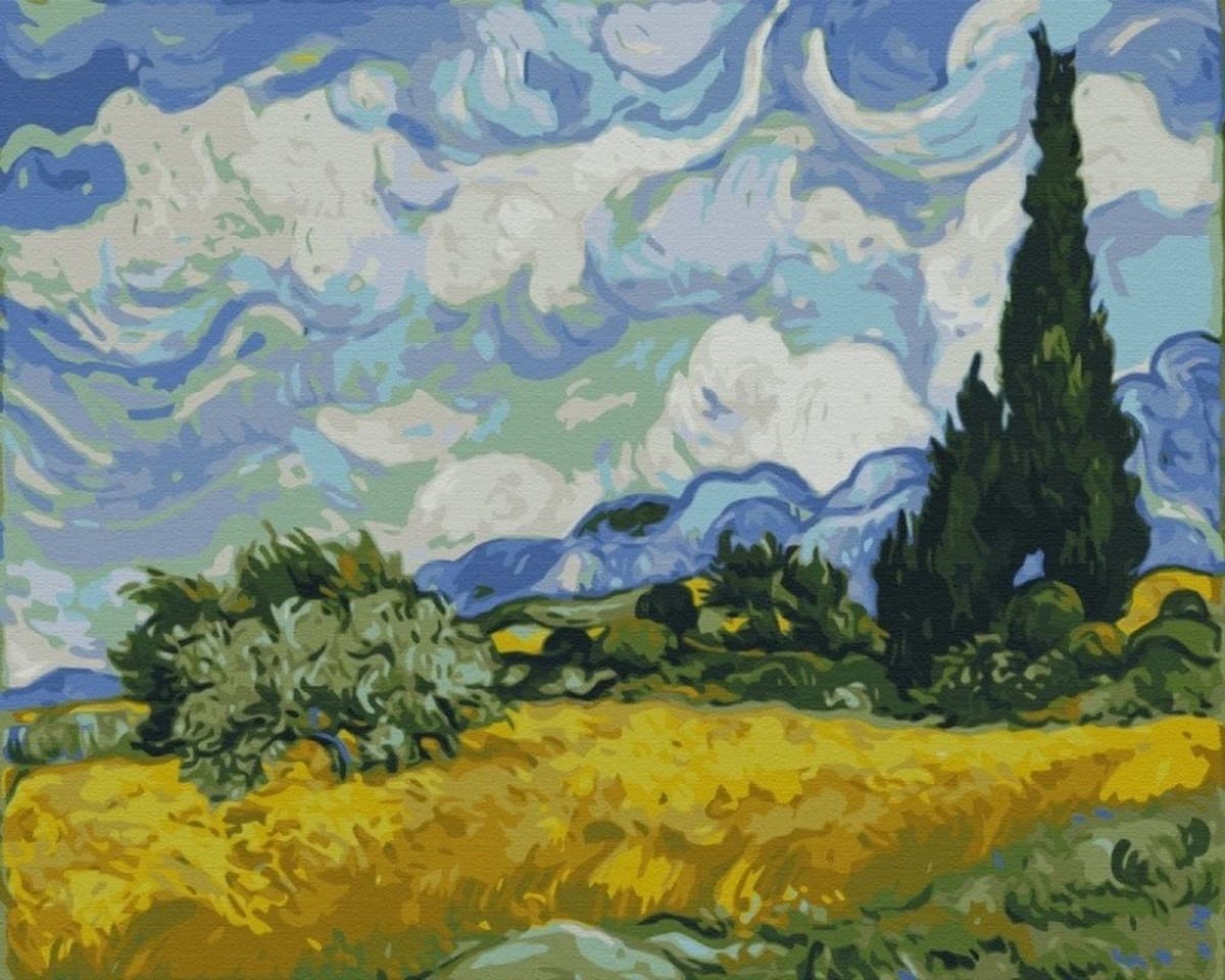 Malowanie po numerach BRUSHME 40x50 cm Pole z Zieloną Pszenicą i Cyprys