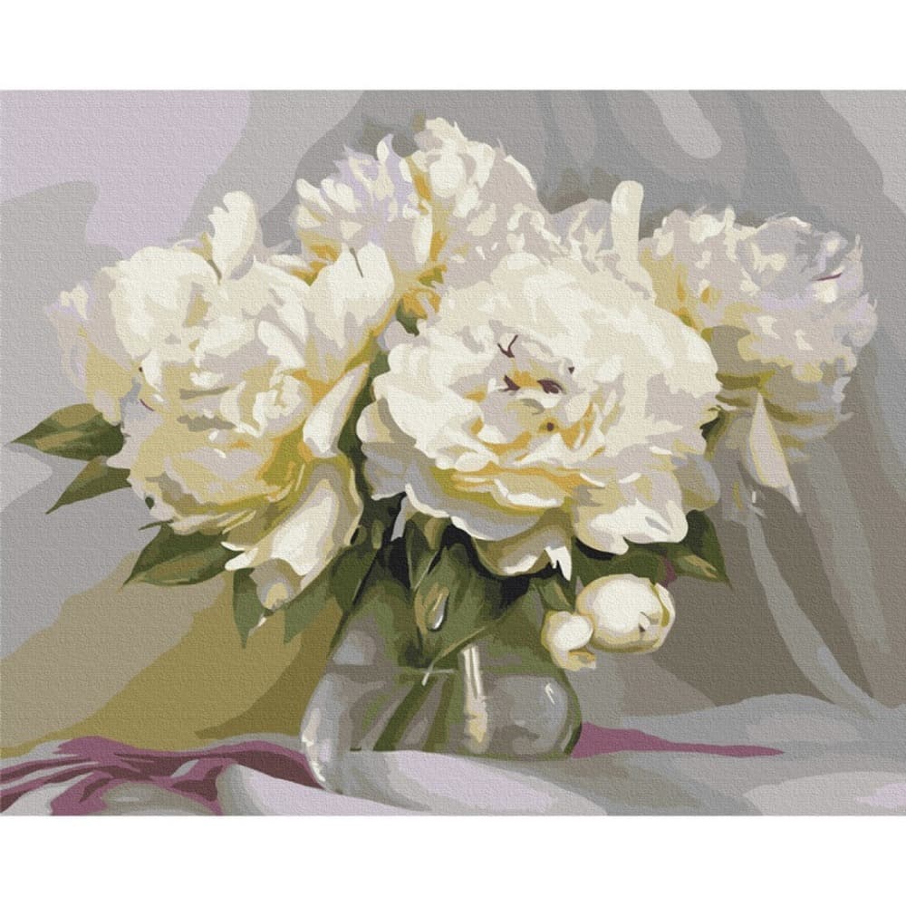 Malowanie po numerach BRUSHME 40x50cm Wyśmienita delikatność Piwonii
