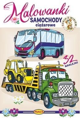 Samochody ciężarowe. Malowanka edukacyjna z naklejkami