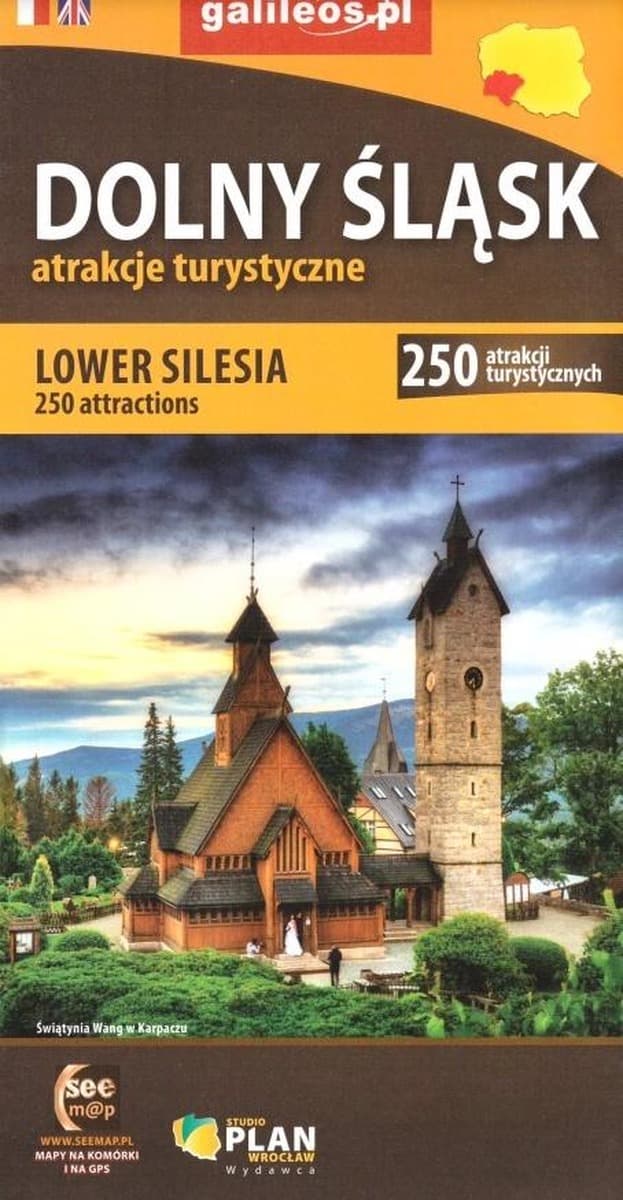 Mapa Dolnego Śląska, atrakcje turystyczne, polsko-angielska