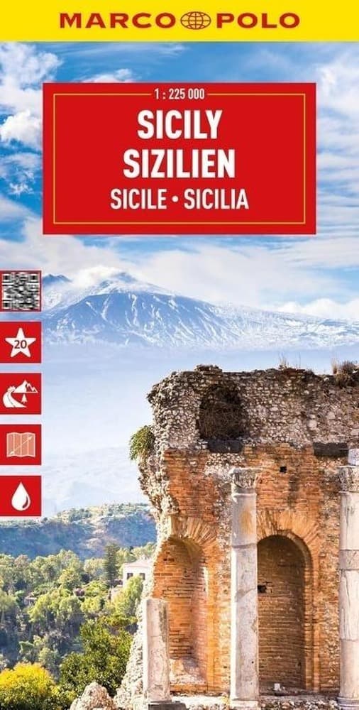 Mapa drogowa Sycylii skala 1:225 000