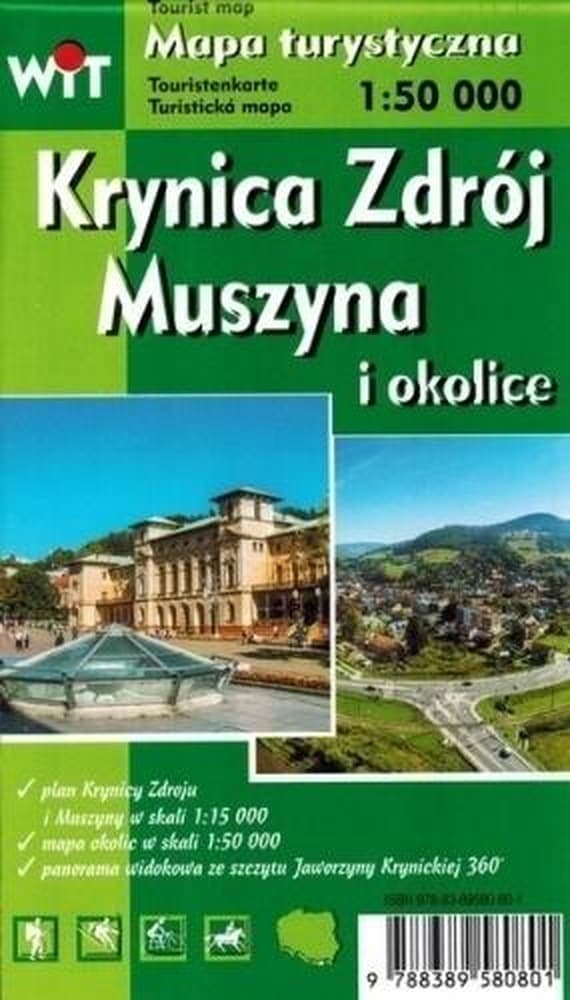 Mapa turystyczna Krynica Zdrój Muszyna i okolice 1:50 000 panoramy widokowe WIT