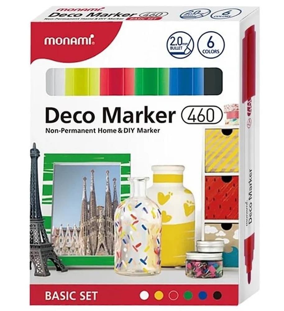 Marker akrylowy Monami Deco Marker podstawowy 6 kolorów