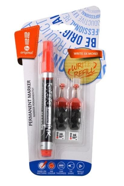 MemoBe Marker permanentny czerwony z dwiema ampułkami