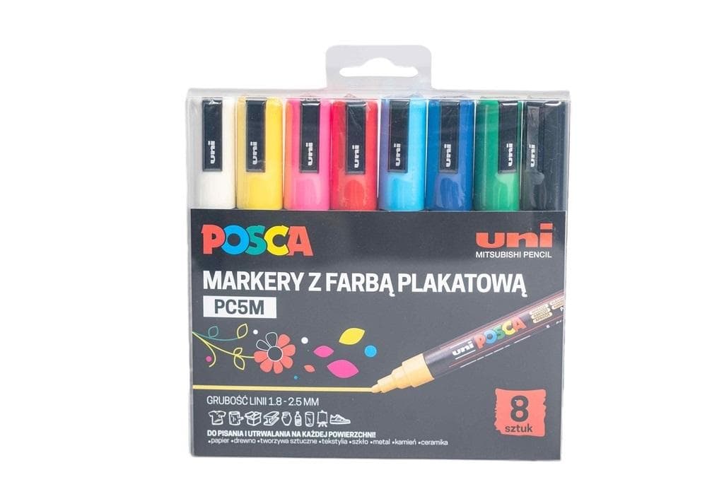 Markery plakatowe Uni Posca PC-5M 8 kolorów