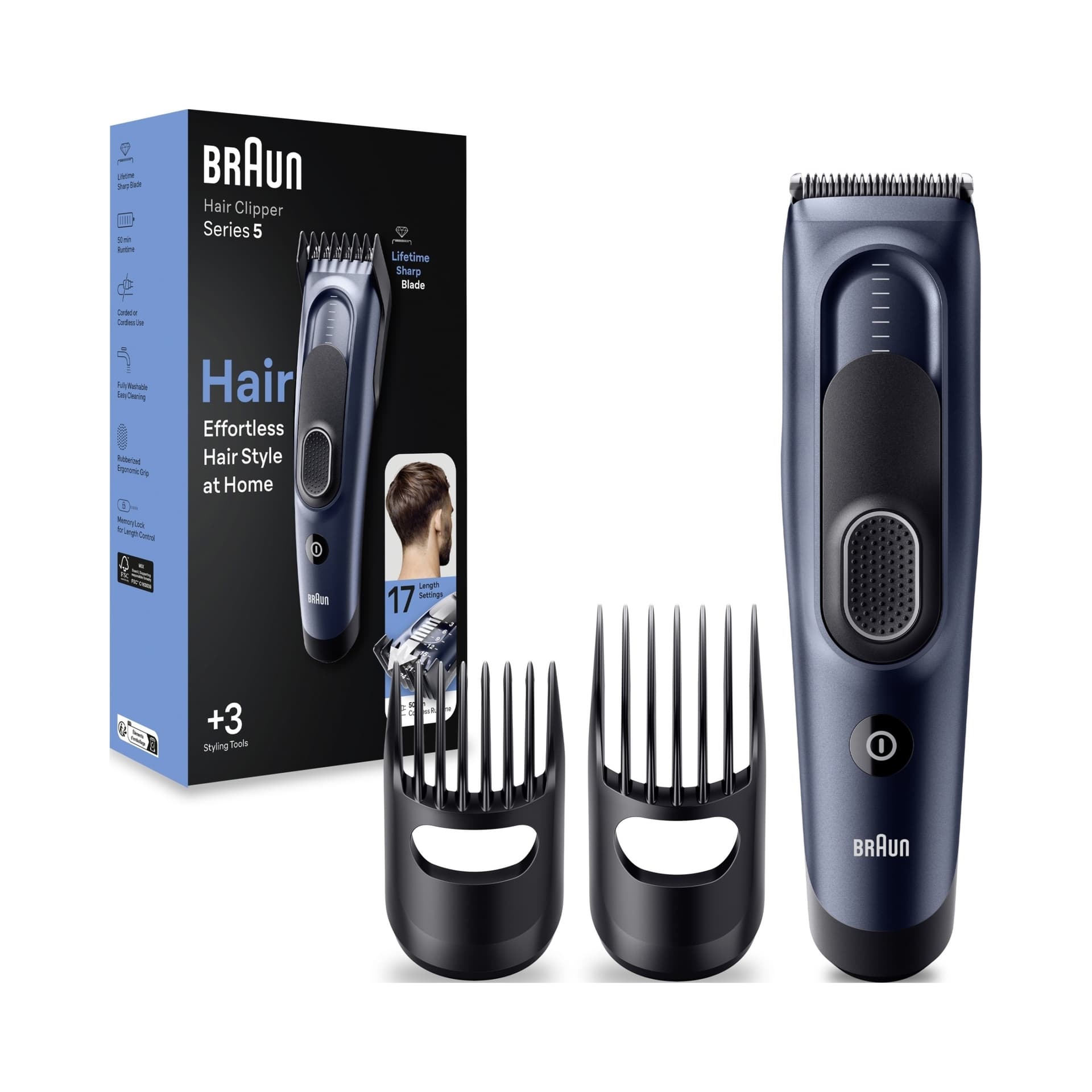 Braun HC5350 Maszynka do Strzyżenia Włosów Niebieska