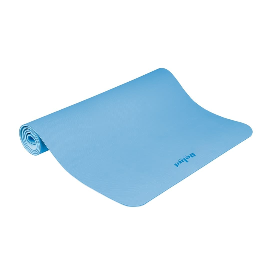 Mata gimnastyczna do ćwiczeń joga pilates fitness 200 x 90 cm grubość 1 cm TPE niebieska