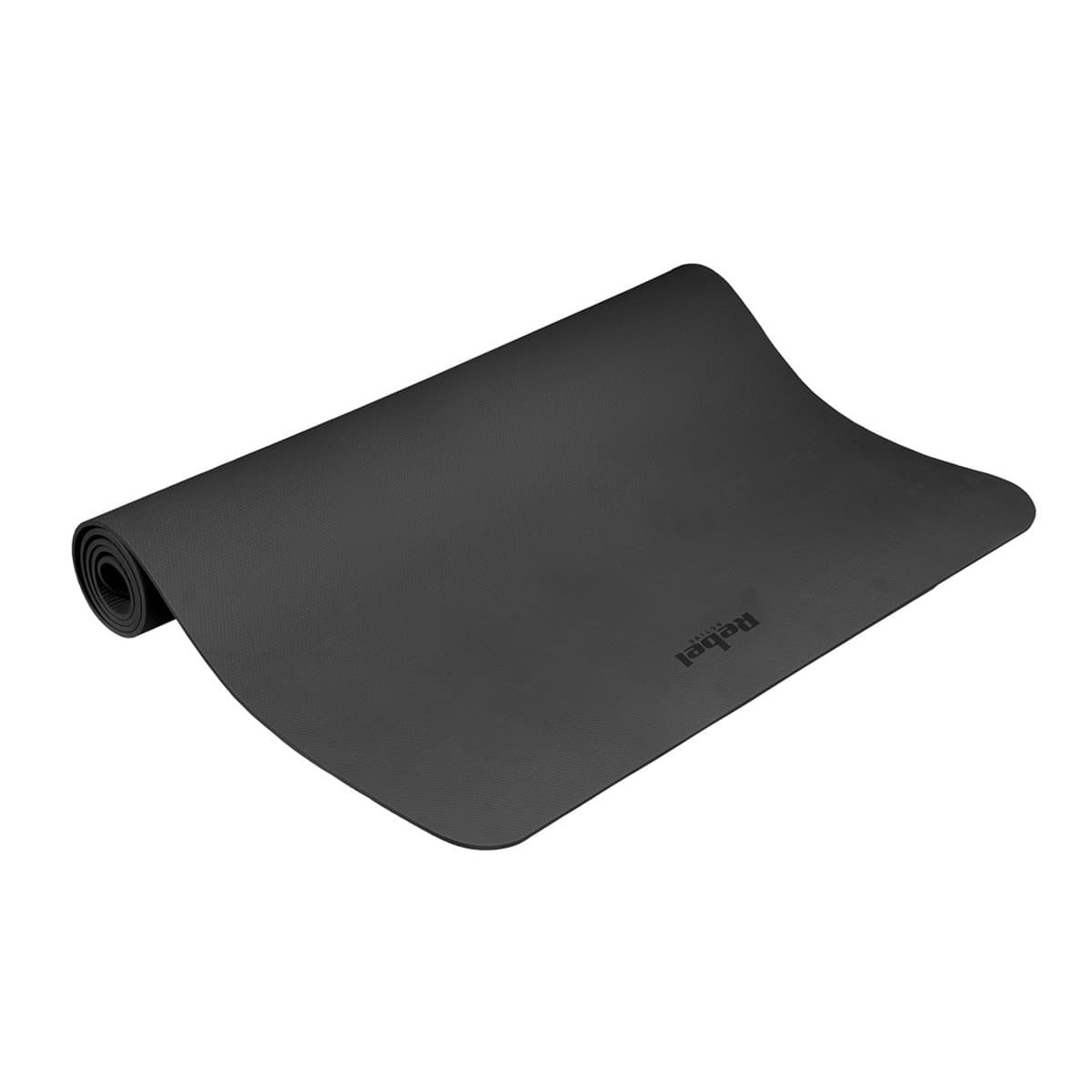 Mata gimnastyczna do ćwiczeń yoga pilates fitness 200x115cm grubość 1cm materiał TPE czarna REBEL ACTIVE