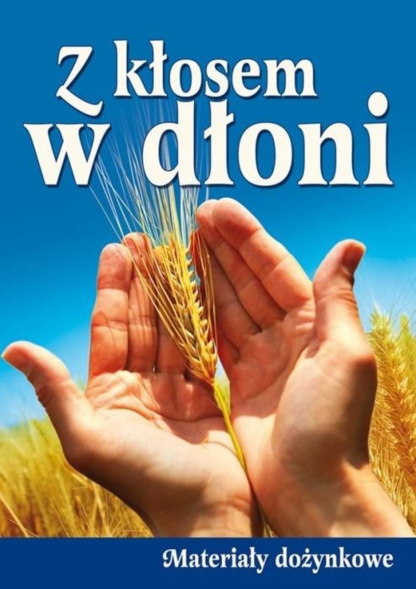 Materiały dożynkowe z kłosem w dłoni