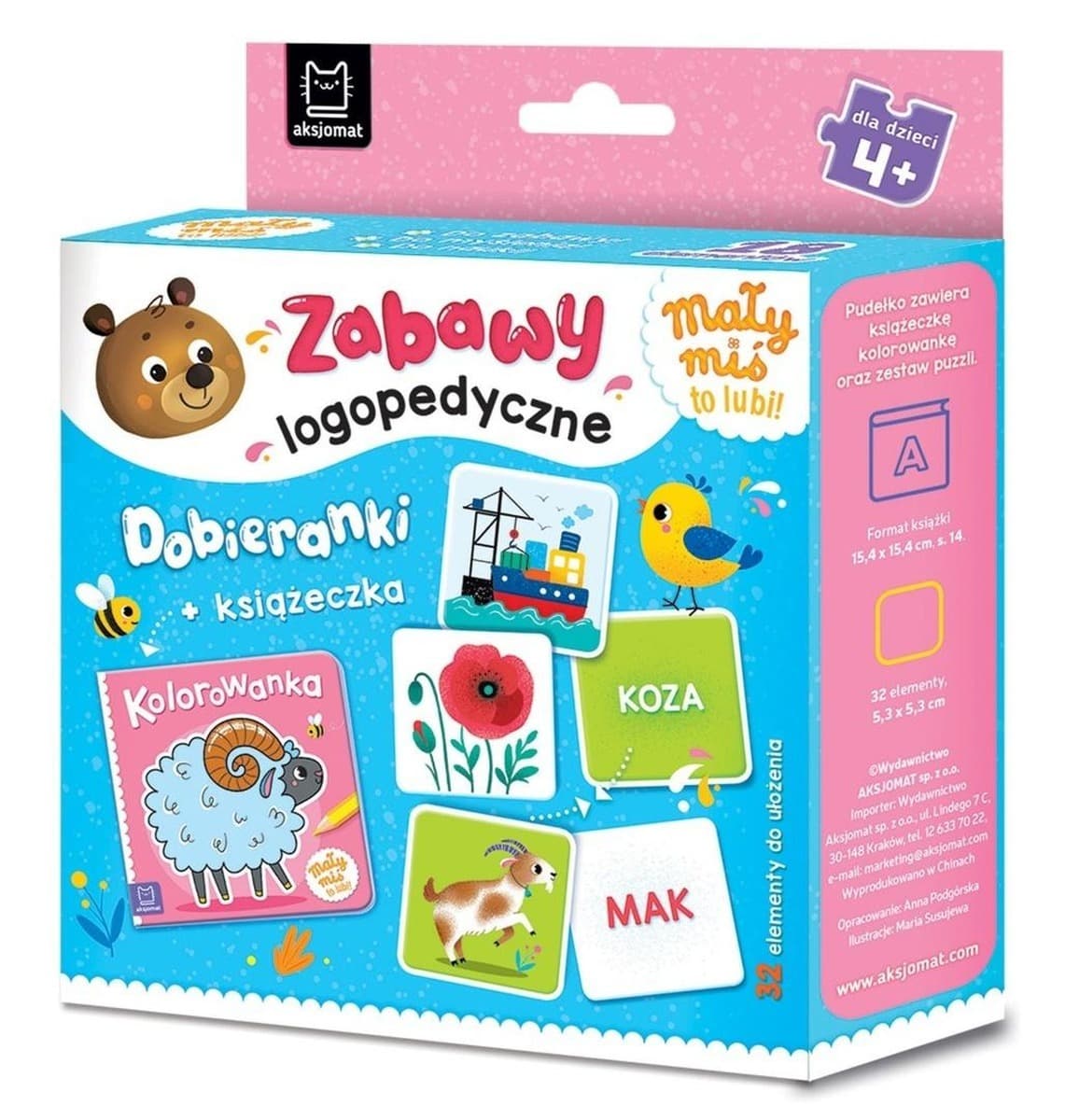 Mały miś to lubi! Książka dla dzieci i dobieranki logopedyczne