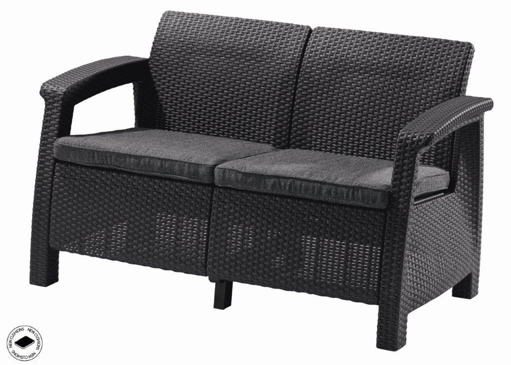 Meble ogrodowe Keter Corfu love seat dwuosobowa sofa grafitowa