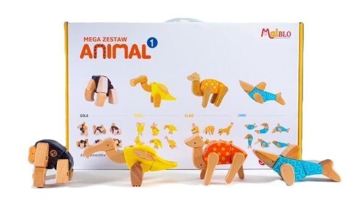 Mega zestaw konstrukcyjny Animal 48 elementów drewniane