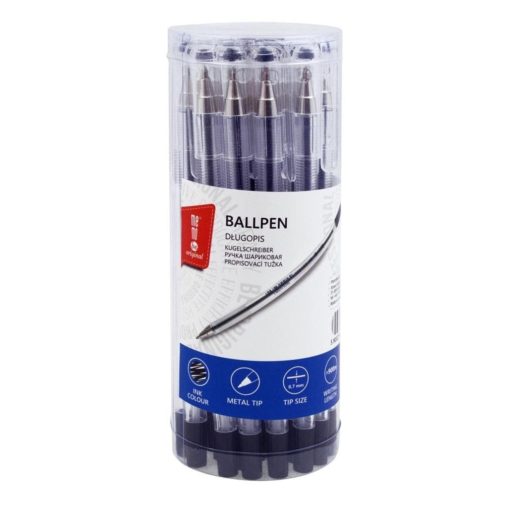 MemoBe Długopis biurowy czarny 0,7 mm, 20 sztuk