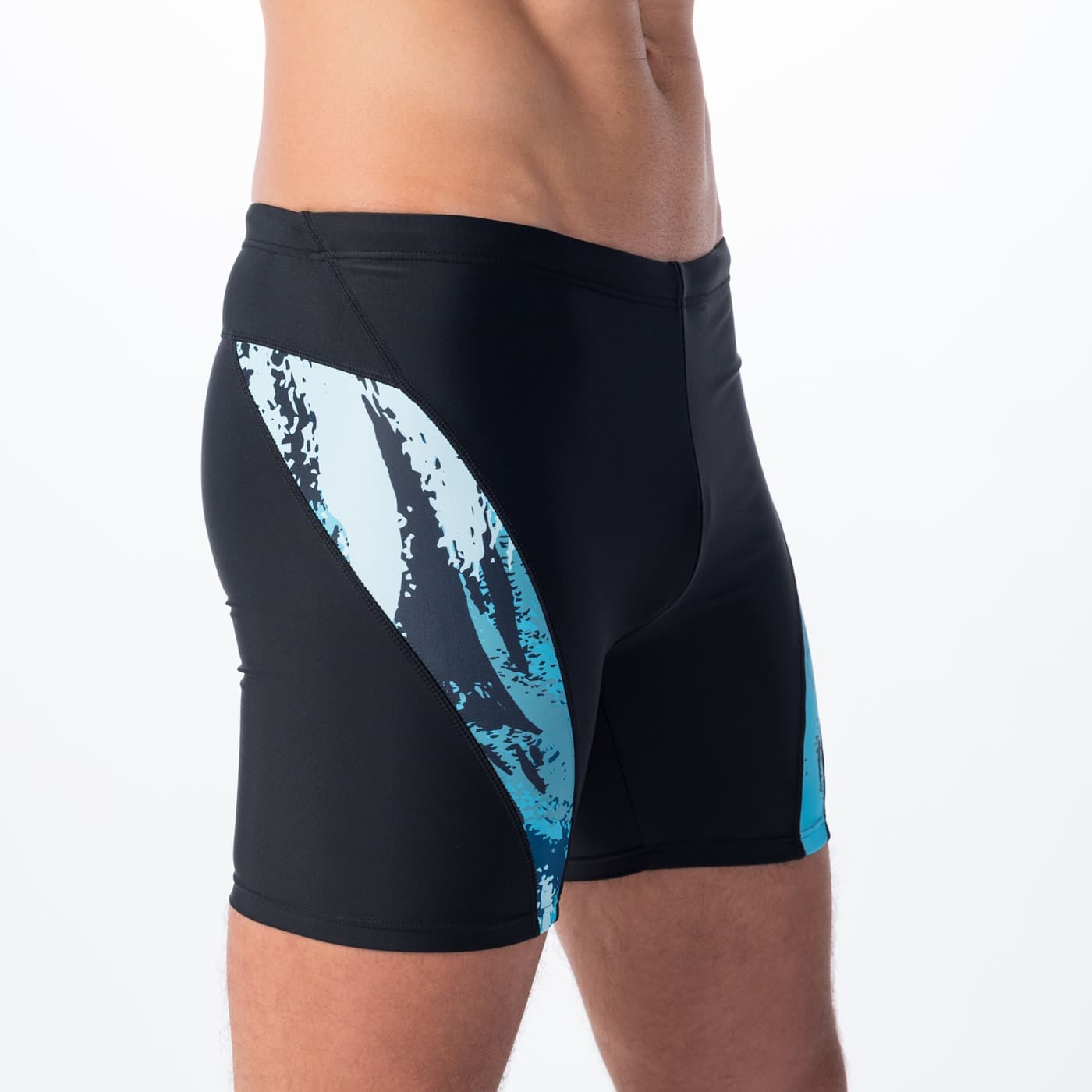 Męskie bokserki kąpielowe FIERO BLACK/SEA PRINT, rozmiar M