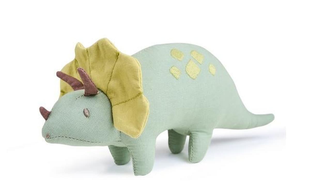 Miękka przytulanka dinozaur Triceratops dla dzieci z lnu