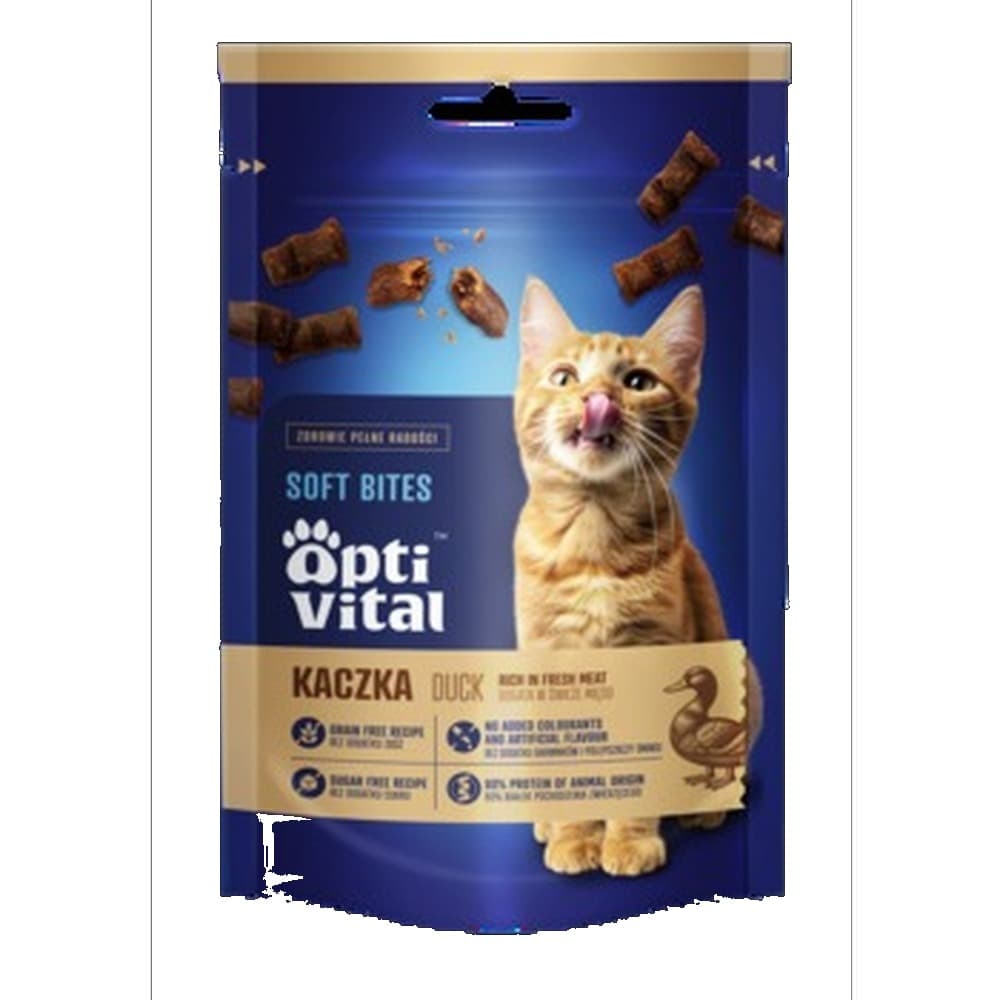 Miękkie kąski dla kota z kaczką Opti Soft Bites 80 g