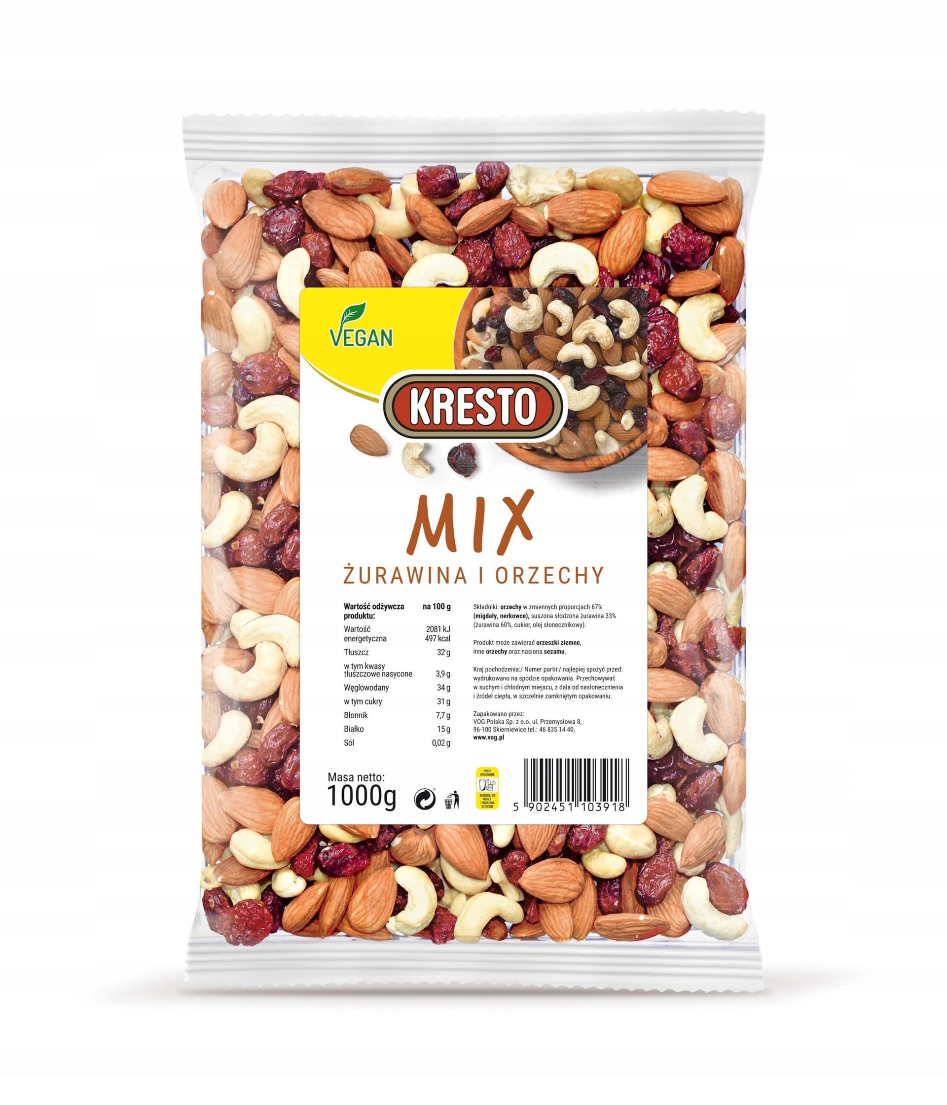 Kresto mix żurawina i orzechy 1kg