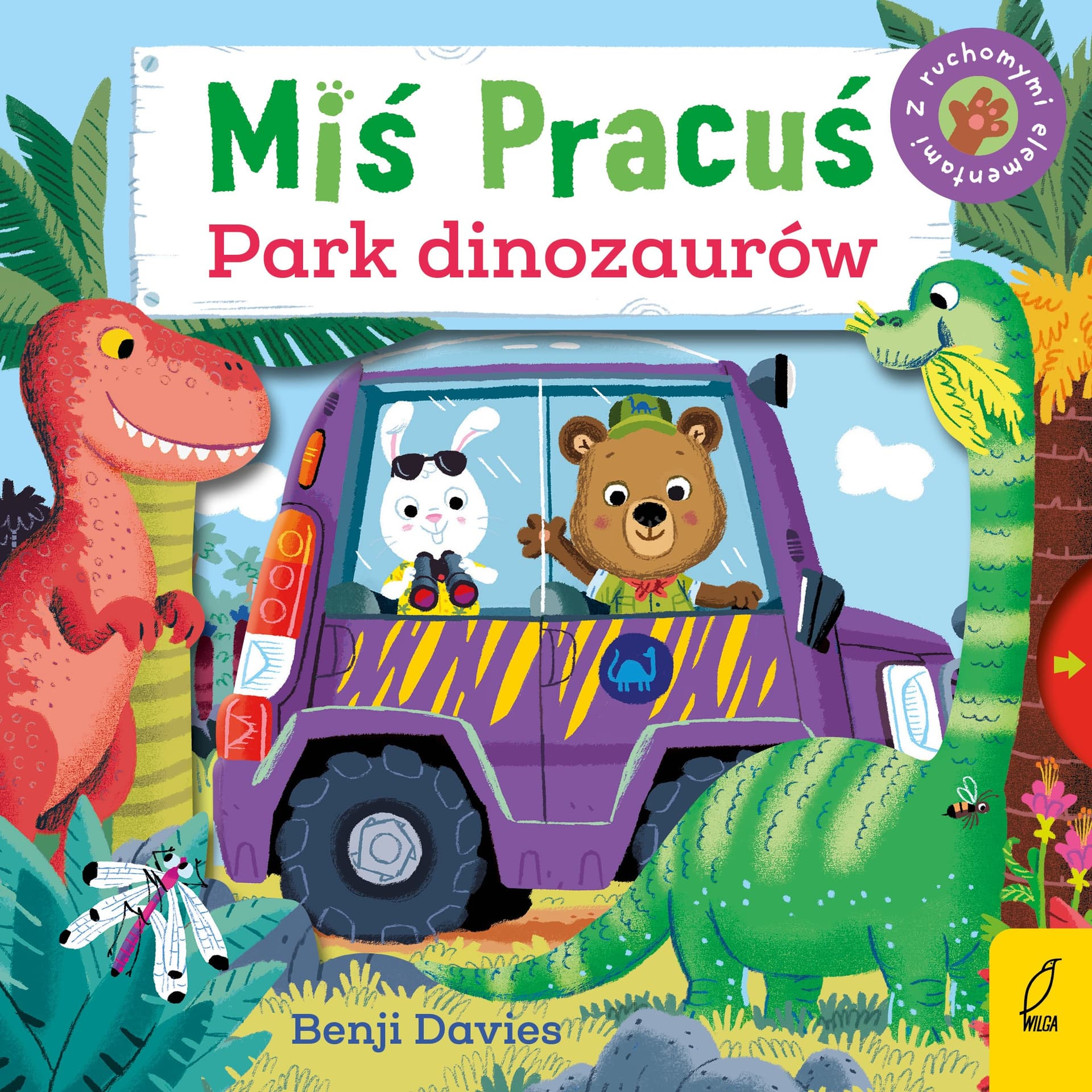 Książka z ruchomymi elementami Park dinozaurów Miś Pracuś dla dzieci