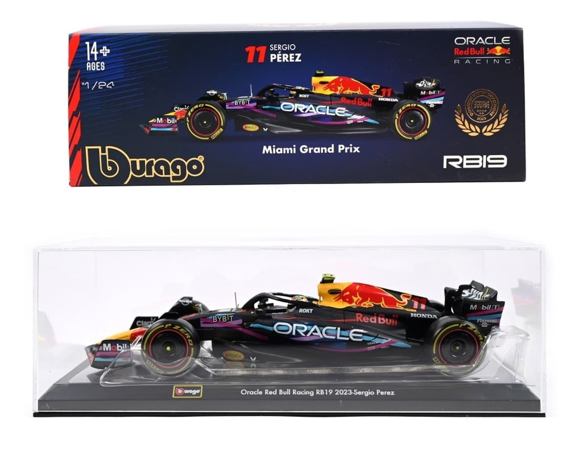 Model Bburago 1:24 Formula F1 Oracle Red Bull Rb19 Miami Livery Sergio Perez