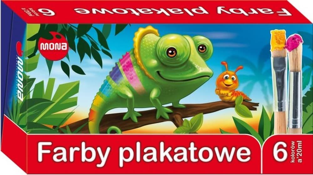 Mona Farby Plakatowe, 6 kolorów po 20 ml