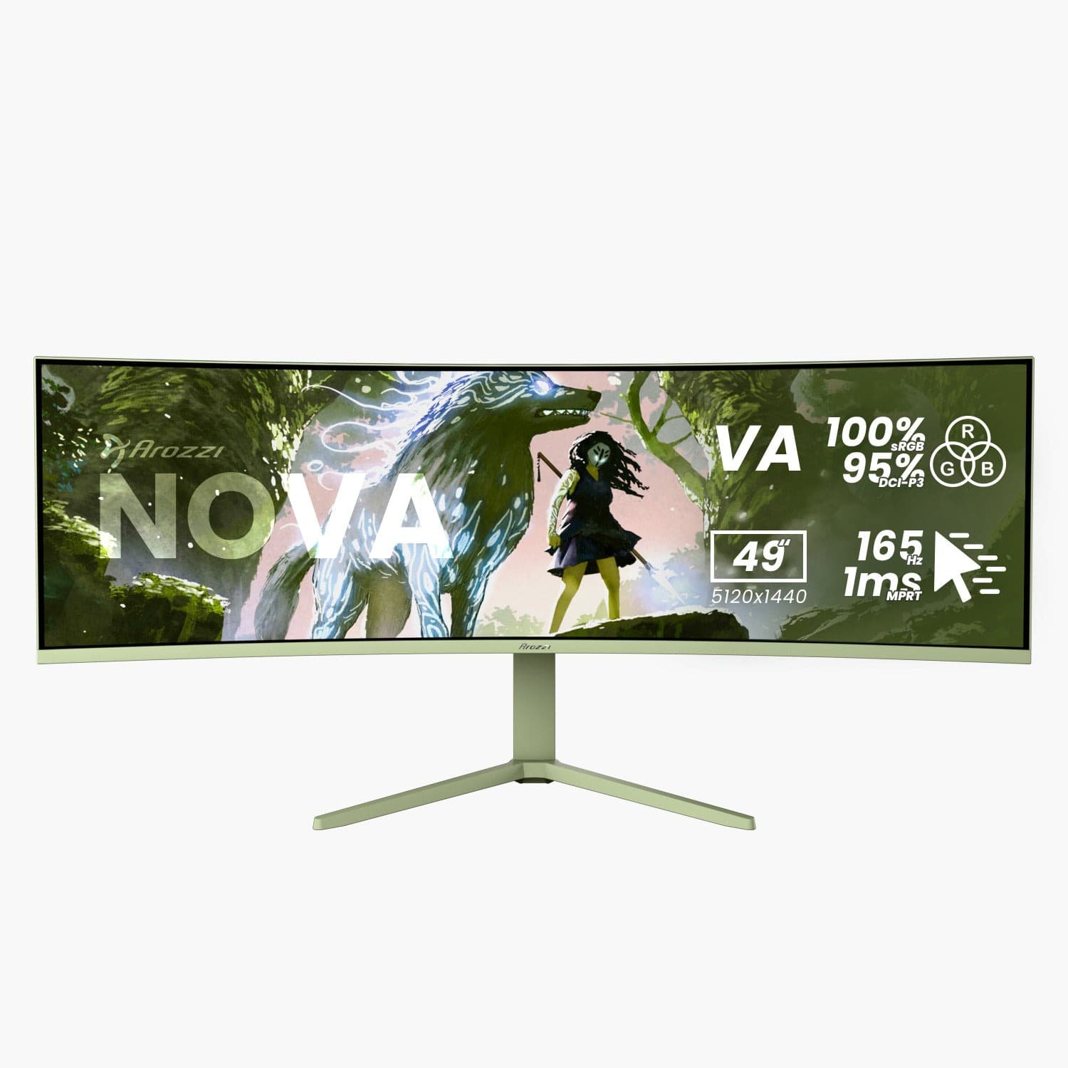 Monitor Arozzi TFT Nova 49" VA 165Hz Curved Zielony