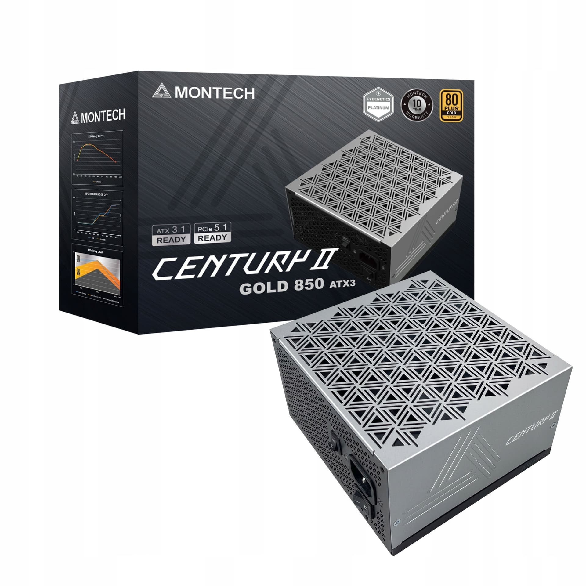 Montech Century II 850W 80 PLUS Gold ATX 3.1 PCIe 5.1 - Zasilacz Komputerowy