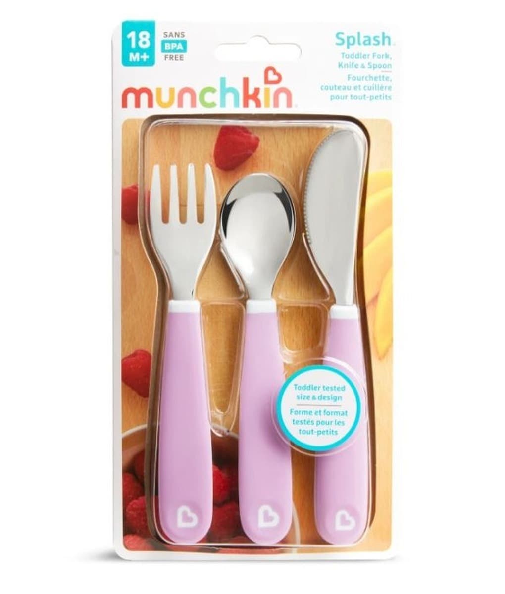 Munchkin Zestaw sztućców dla dzieci stalowych fioletowy
