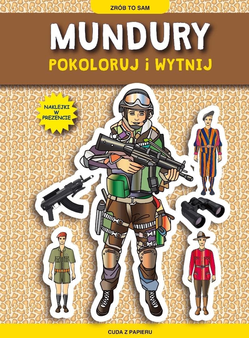 Książka do kolorowania i wycinania Mundury z naklejkami