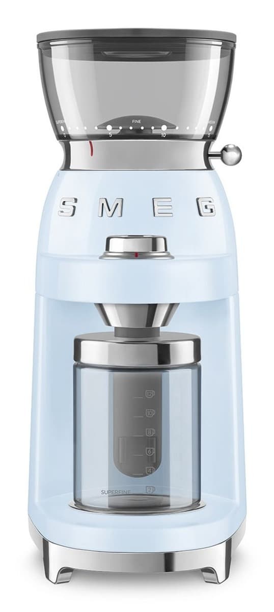 Młynek do kawy Smeg CGF03PBEU 15 stopni mielenia 240 g 150 W błękitny