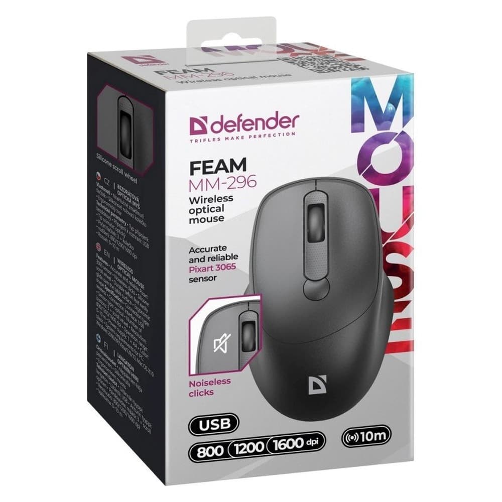 Mysz bezprzewodowa Defender MM-296 RF Silent czarna