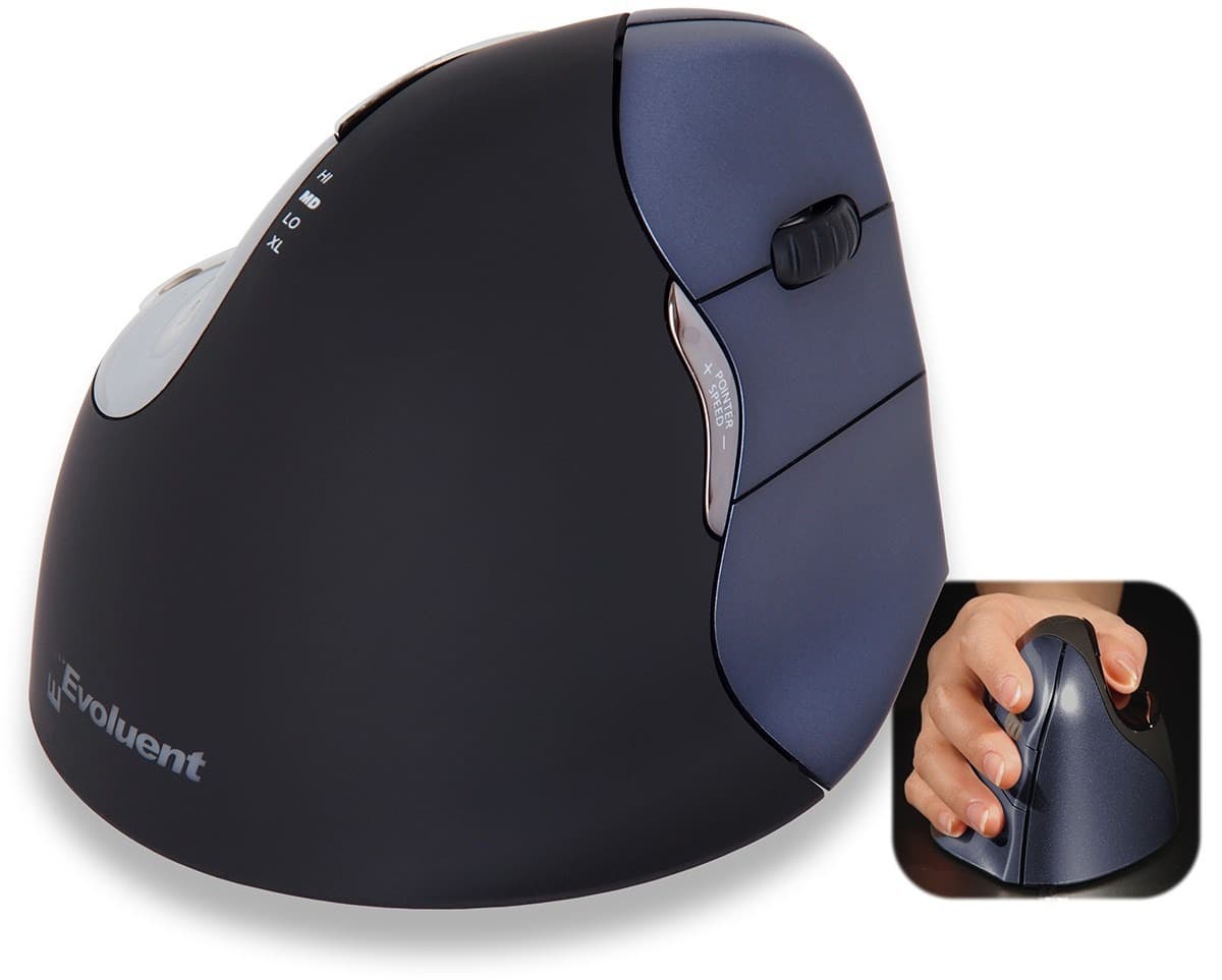 Myszka pionowa Evoluent Vertical Mouse4 WL, bezprzewodowa, dla prawo ręcznych