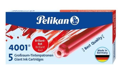 Naboje atramentowe Pelikan długie czerwone 5 sztuk