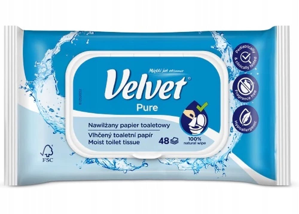 Velvet Papier Toaletowy Nawilżany Pure 48 sztuk