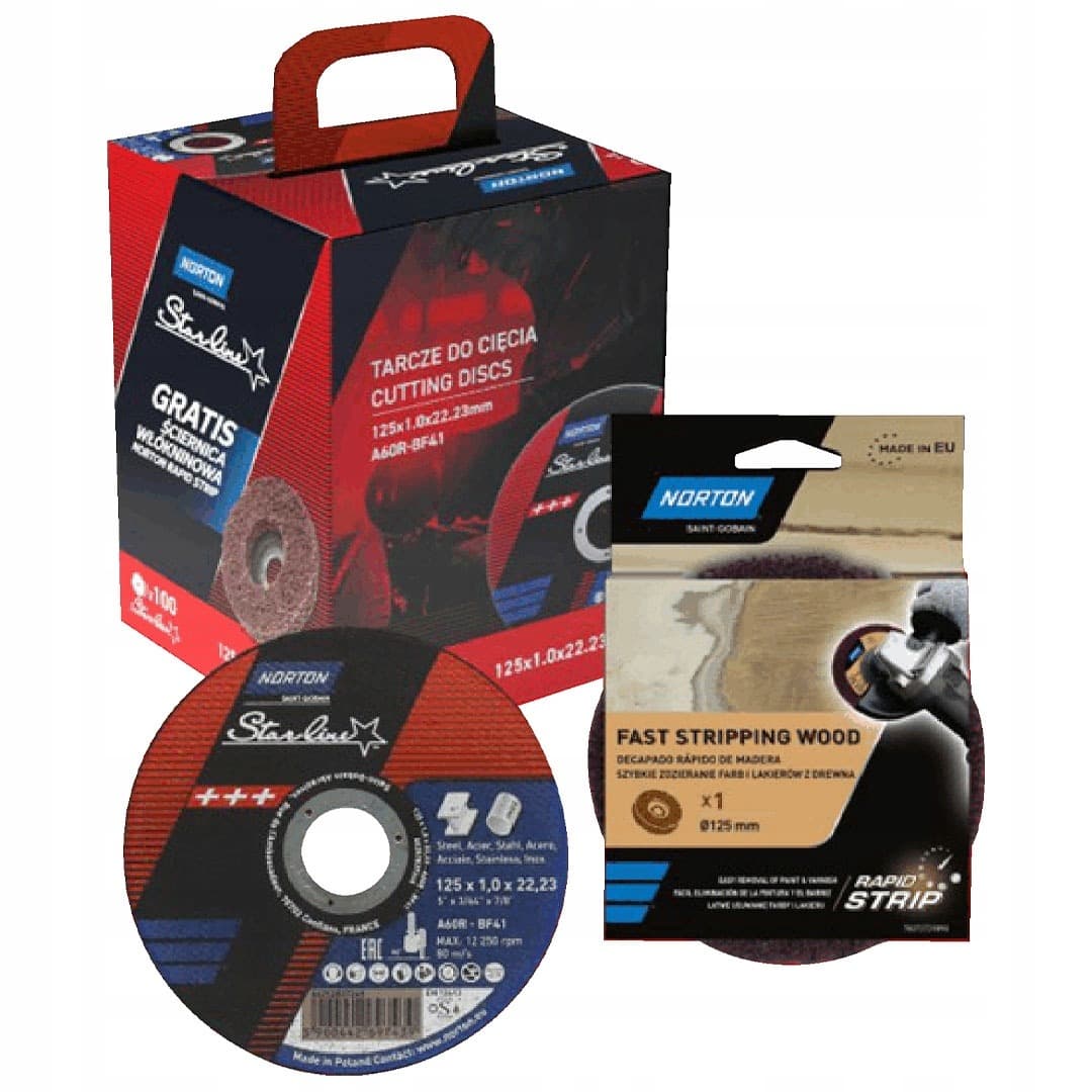 NORTON Tarcza Starline 125mm + Ściernica Włókninowa (100 sztuk)