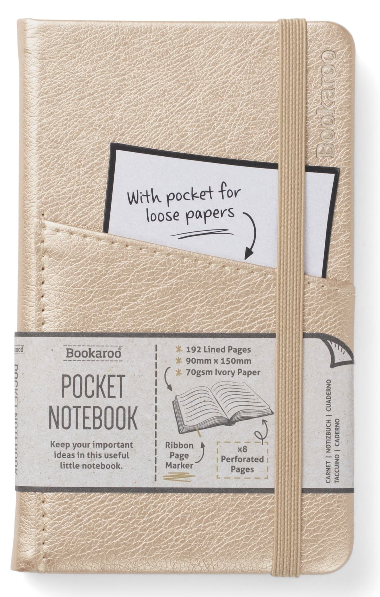 Notatnik A6 złoty Bookaroo Journal Pocket