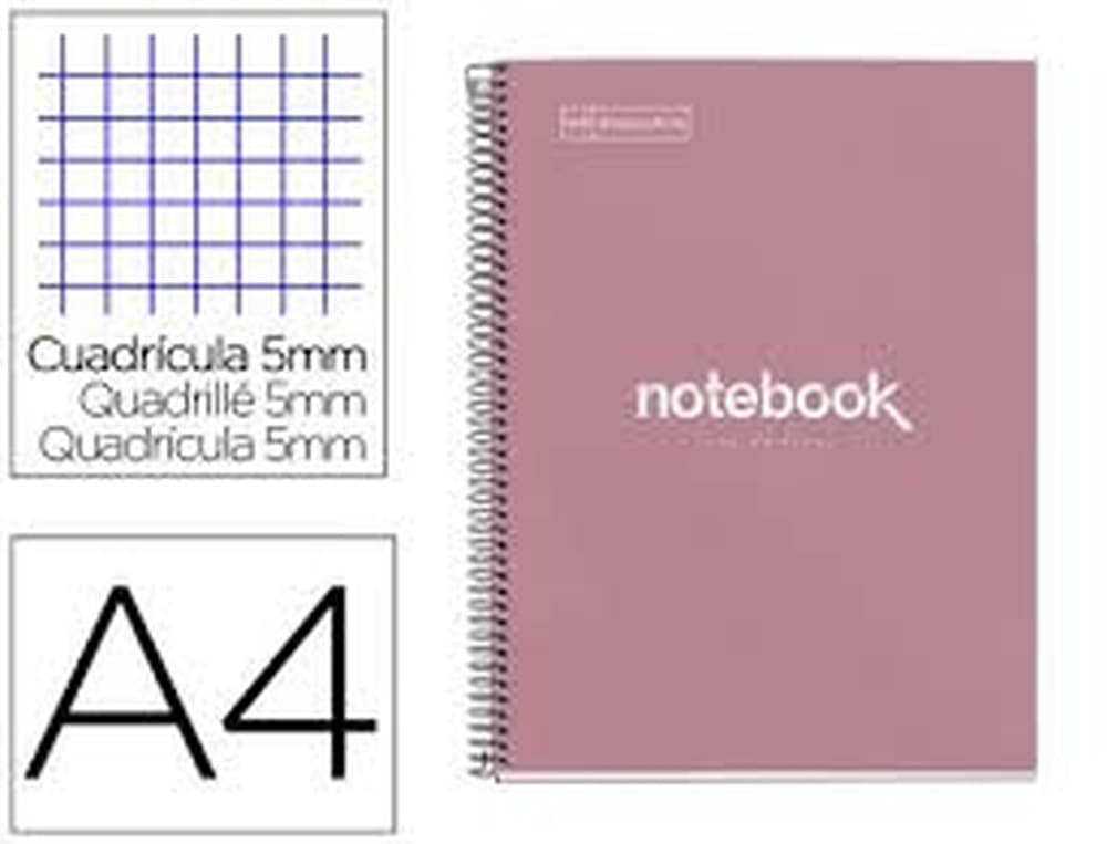 Notatnik MAUL A469326, A4, 80 kartek, różowy, kratka, spirala