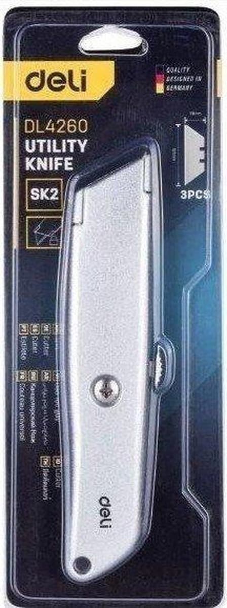 Nóż segmentowy metalowy Deli 19 mm
