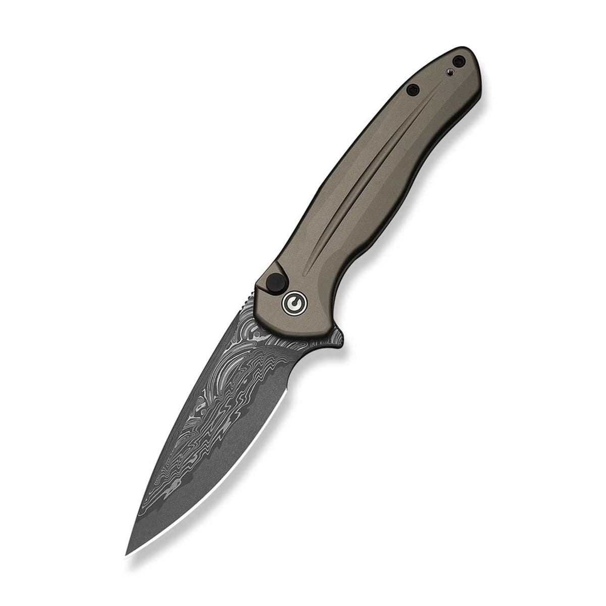 Nóż składany CIVIVI Button Lock Kitefin Damast Grey Alu