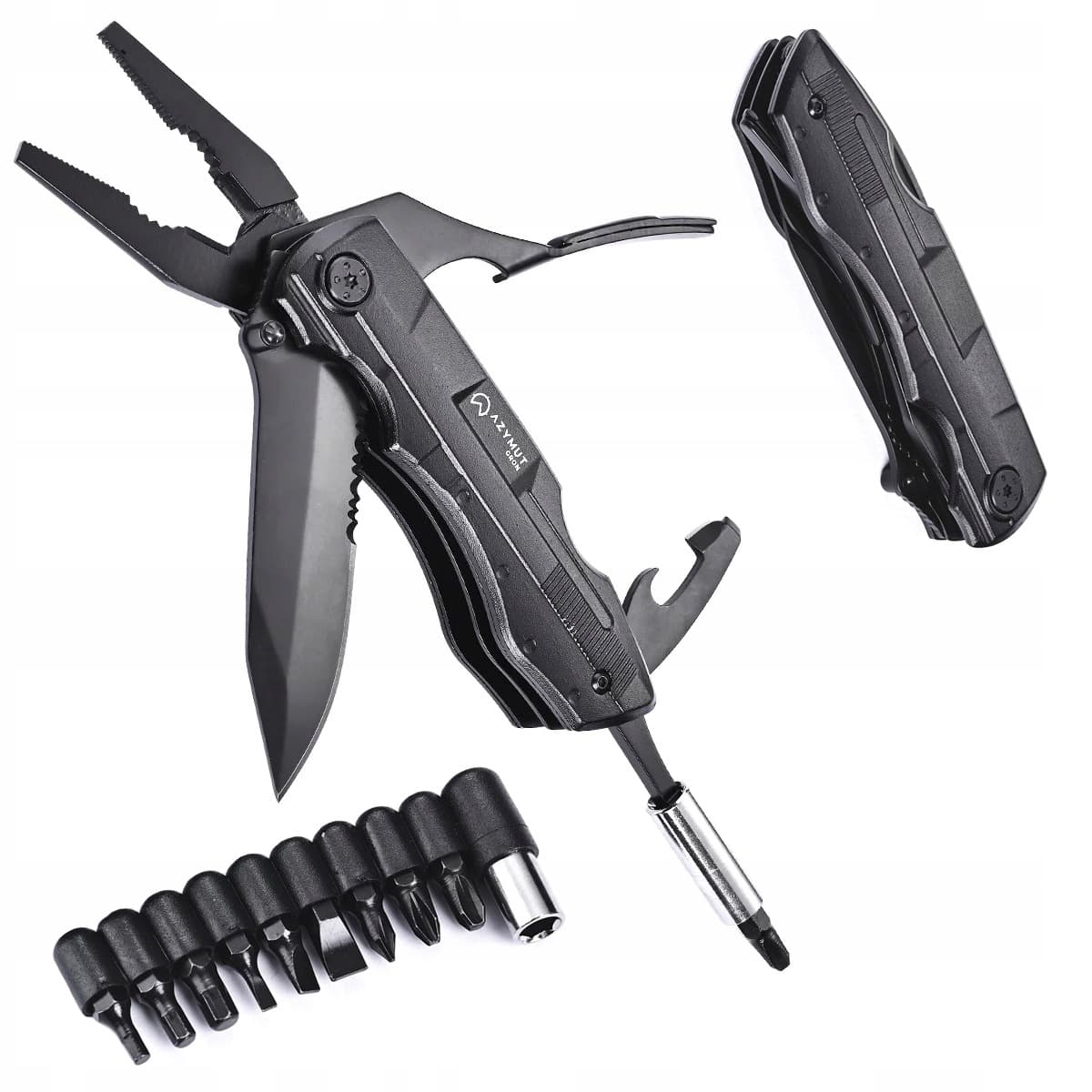 Nóż survivalowy AZYMUT z krzesiwem czarny 210 mm