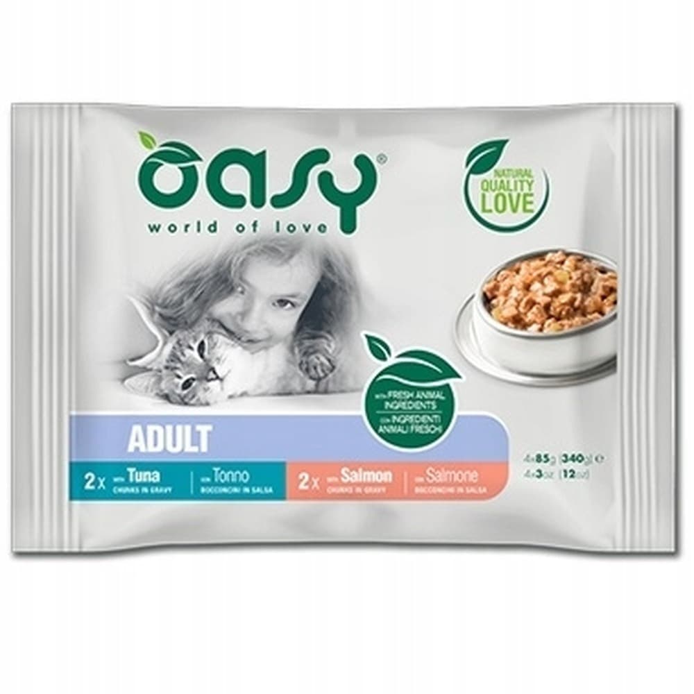 Oasy Kawałki w sosie Multipack dla dorosłych kotów z rybą 4 x 85 g
