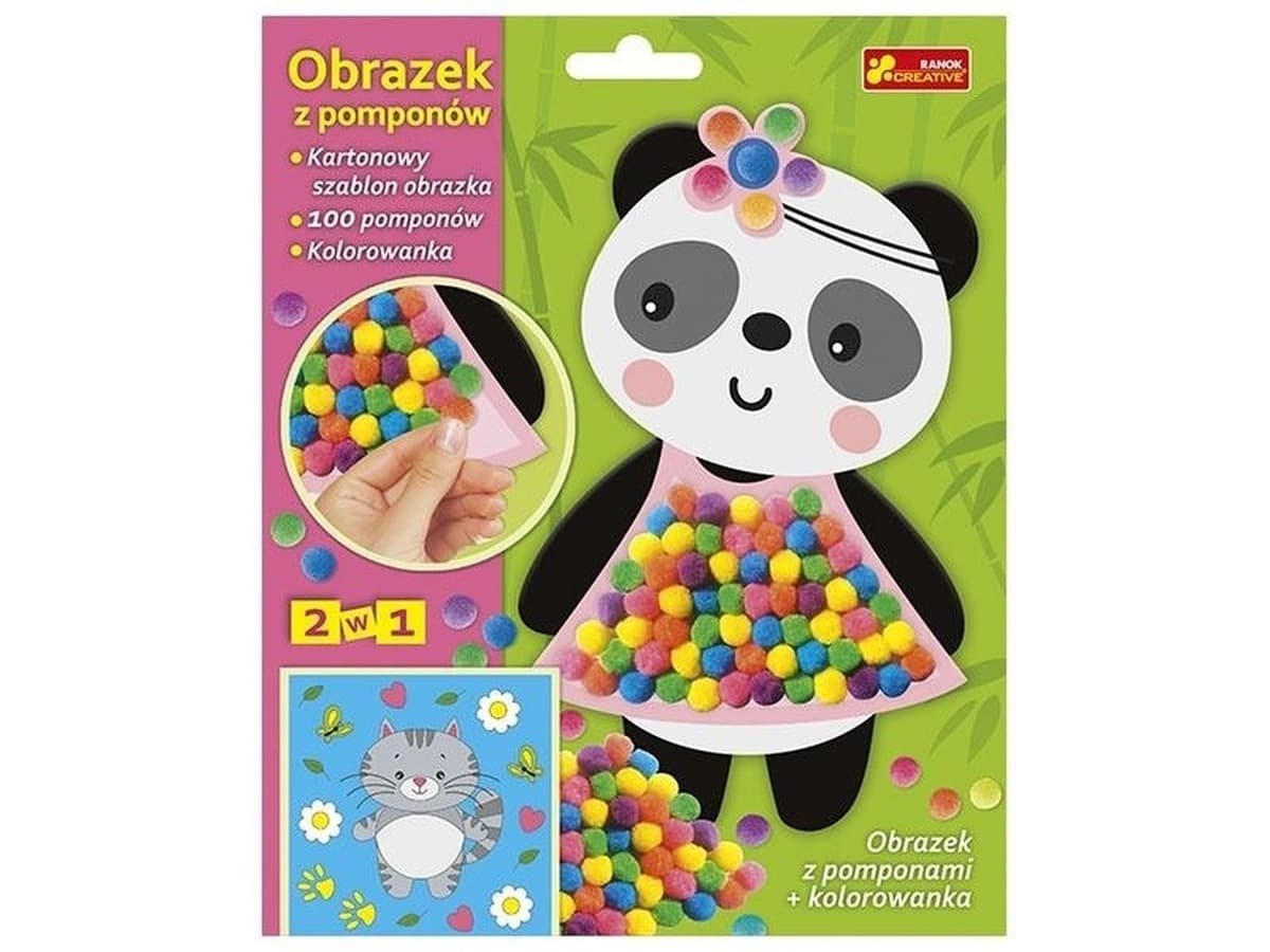 Obrazek z Pomponów Panda 2w1 z Kolorowanką
