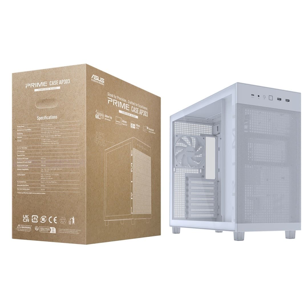 Obudowa komputerowa Asus PRIME AP303 TG Biała Midi Tower