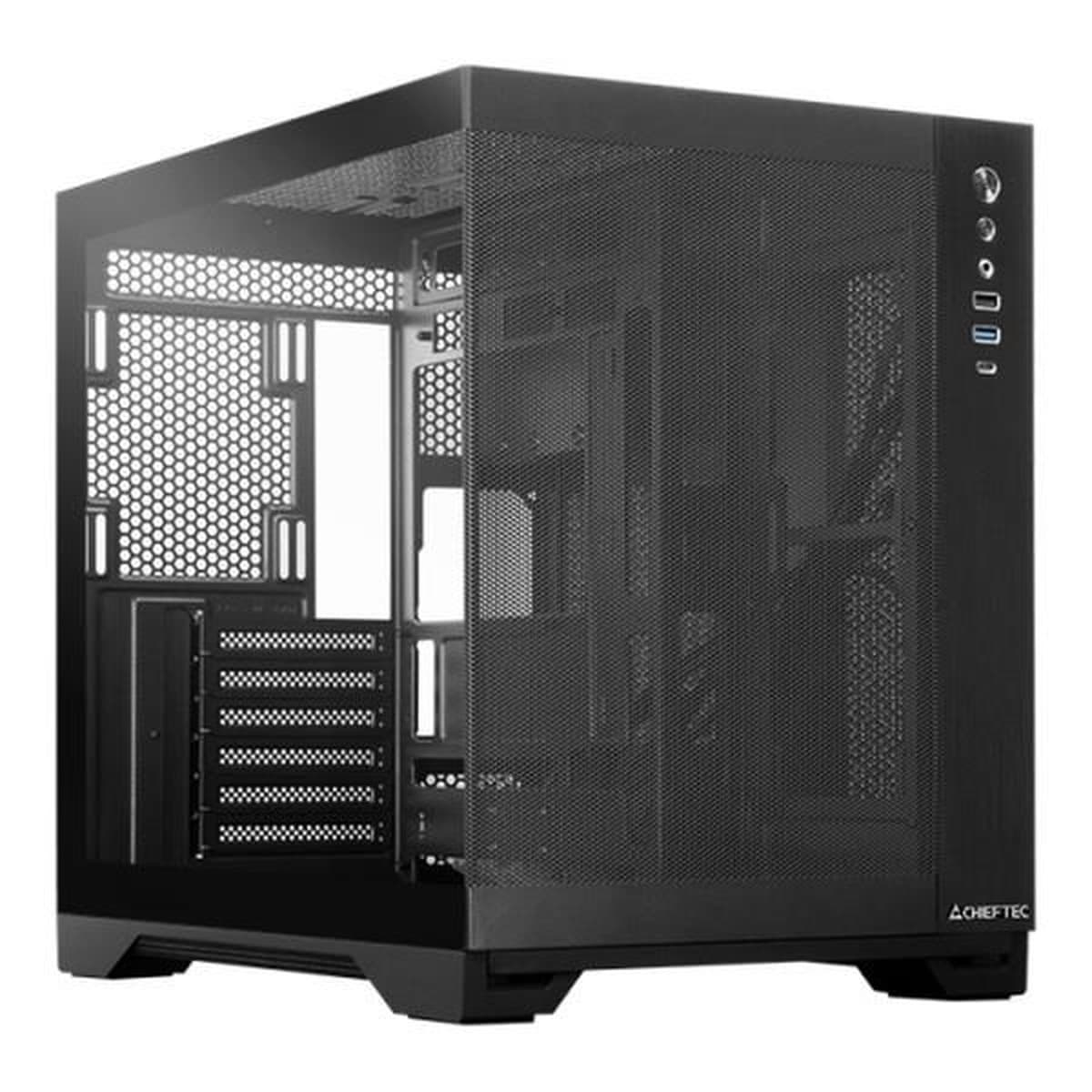Obudowa komputerowa Chieftec VISIO AIR GM-30B-M-FL-OP ATX, czarna, z oknem, bez zasilacza