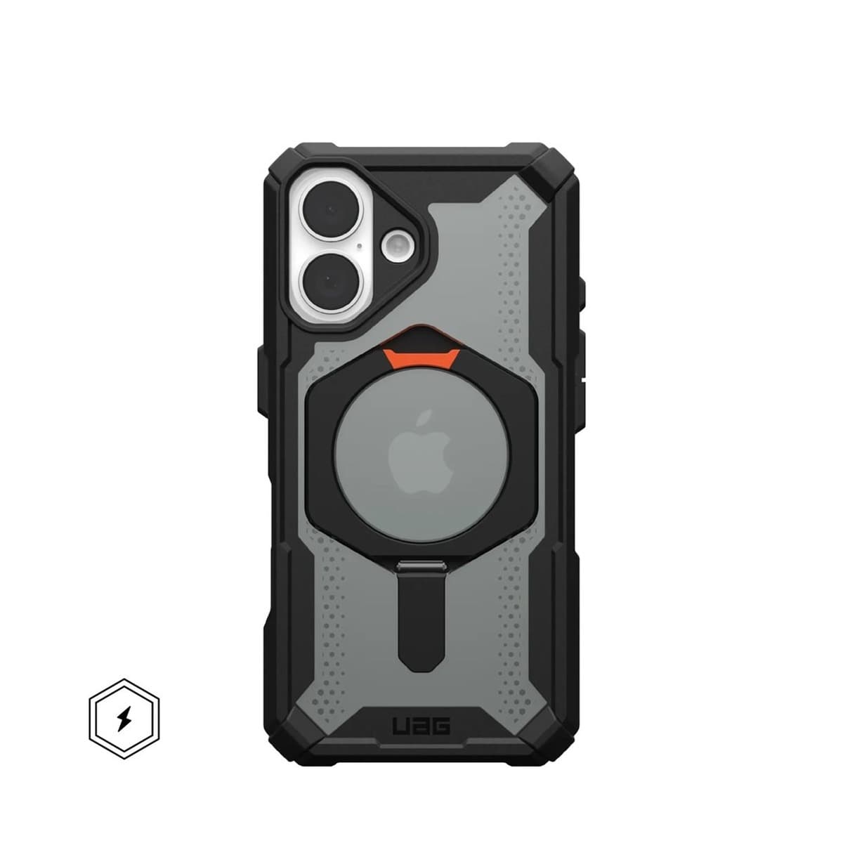 Obudowa ochronna UAG Plasma XTE z podstawką MagSafe do iPhone 16 czarno-pomarańczowa