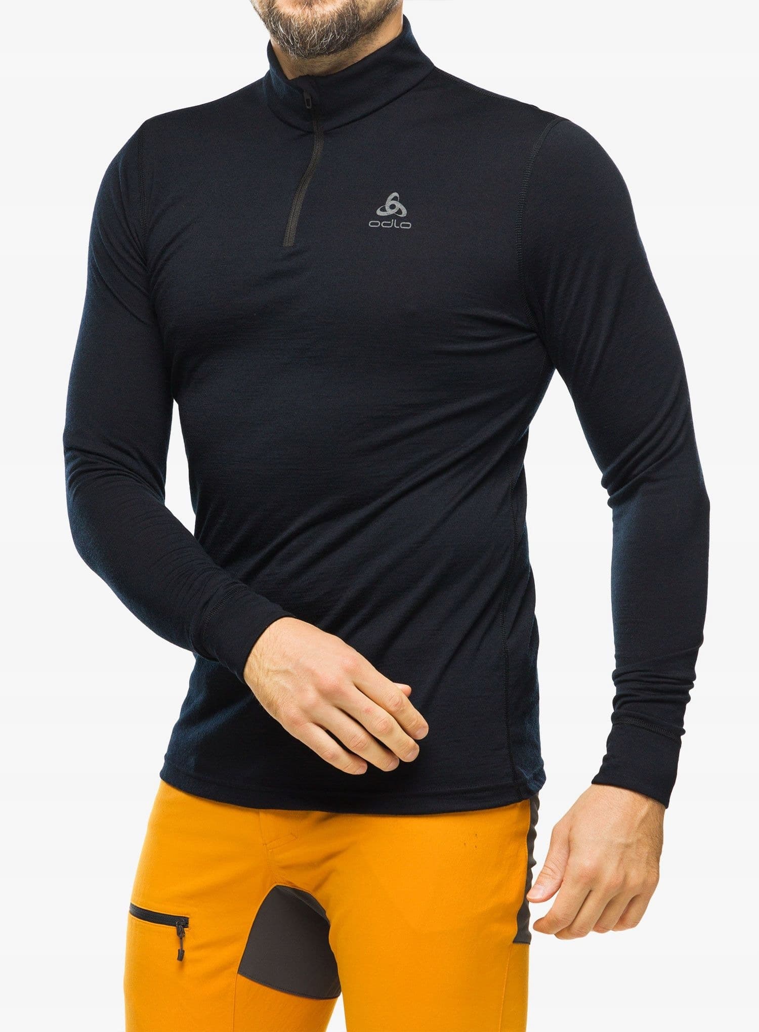 Odlo Merino 200 BL Top Turtle Neck LS Half Zip - czarna bluza termiczna (rozmiar M)