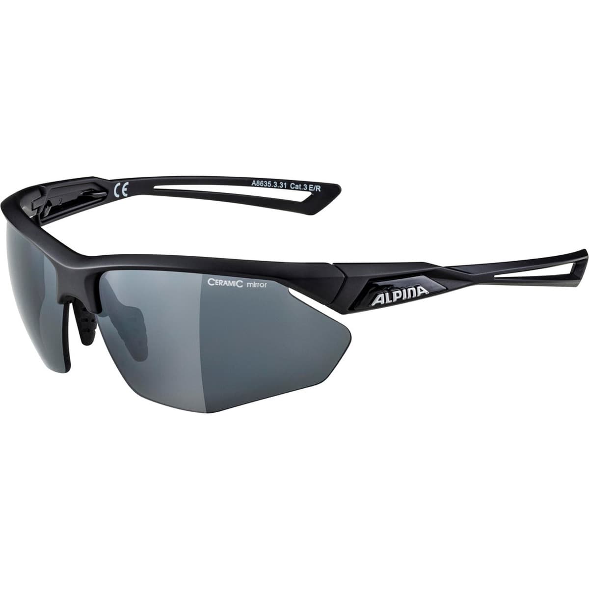 Okulary sportowe Alpina Nylos HR czarne z lustrzanymi soczewkami