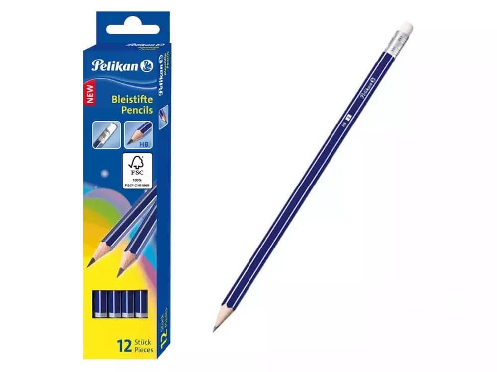Pelikan Ołówek grafitowy HB z gumką 12 sztuk
