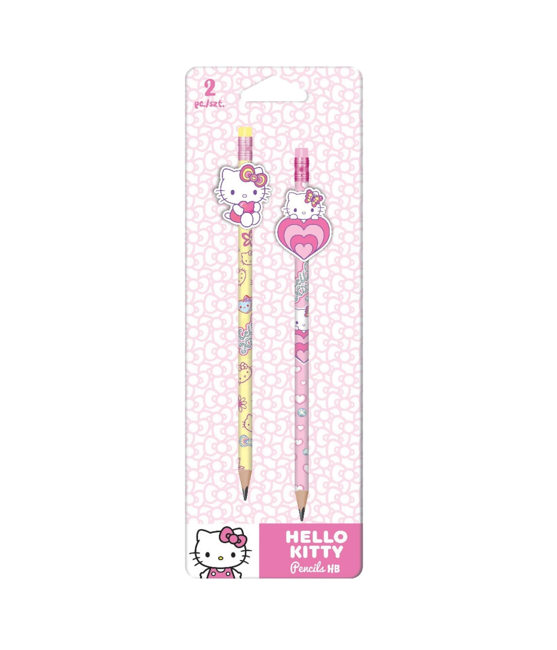 Ołówki z gumową nakładką Hello Kitty wzór 2 Pink blister 2szt.